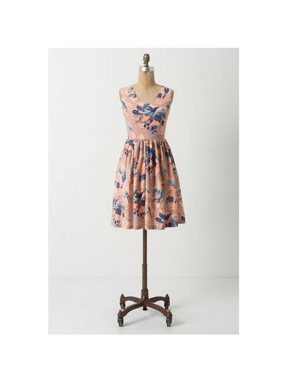Anthro Fit & Flare Dress Macquarie Bird Size 10 Zoologist Charlotte Linton Silk